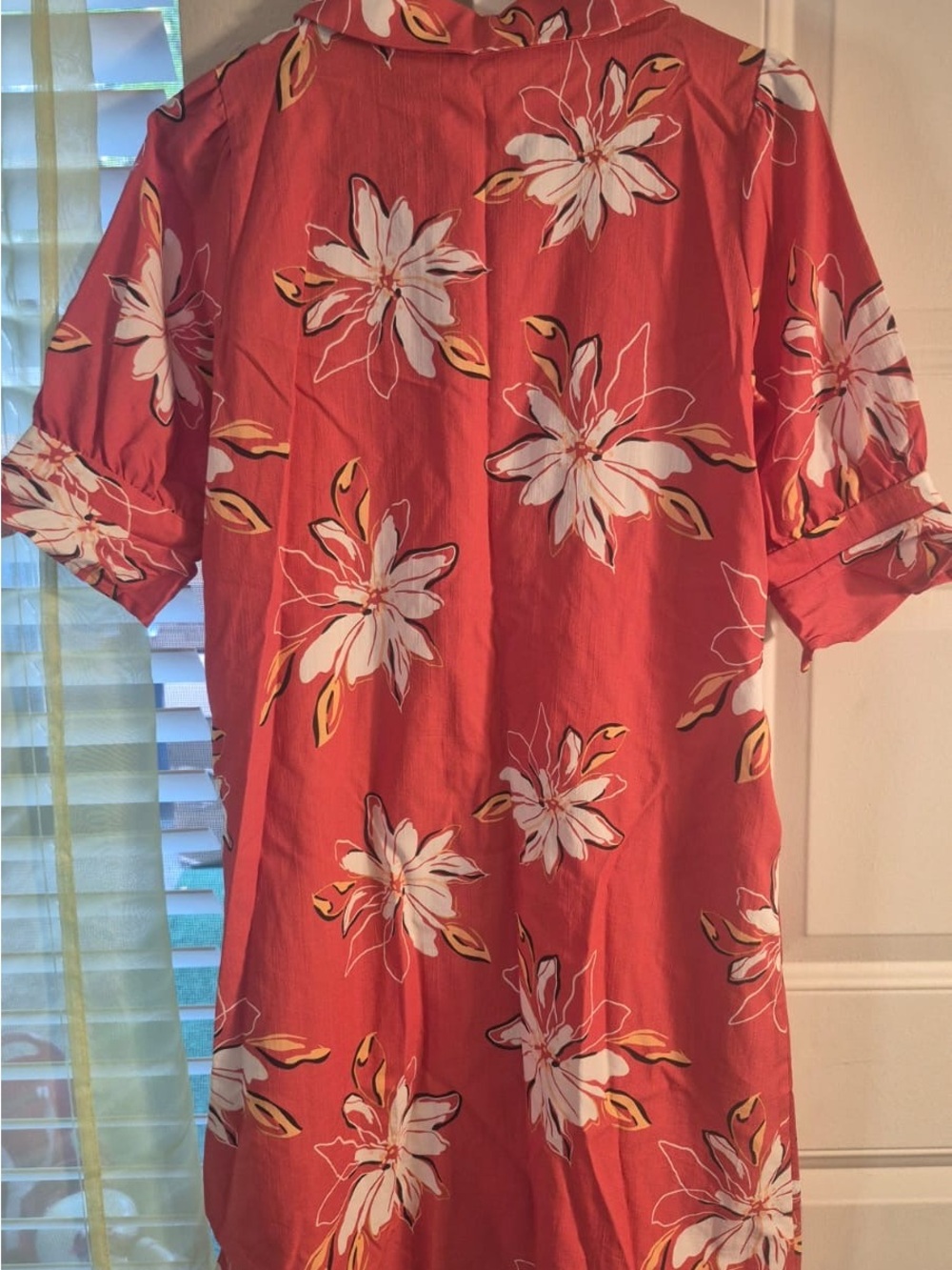 Floral Mini Dress in Coral with White Blooms